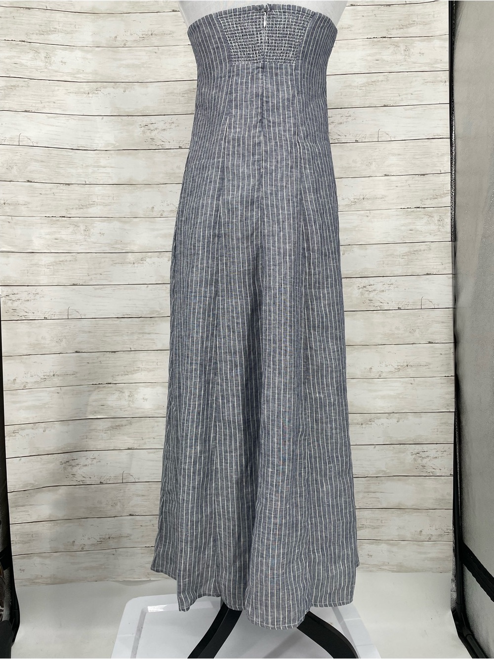 Quince 100% European Linen Strapless Maxi Dress Chambray Stripe XS NWT - Picture 5 of 10